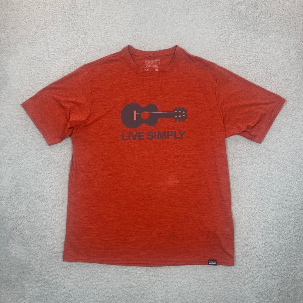 Patagonia Mens Capilene Cool Daily Live Simply Ukulele Shirt Orange Medium